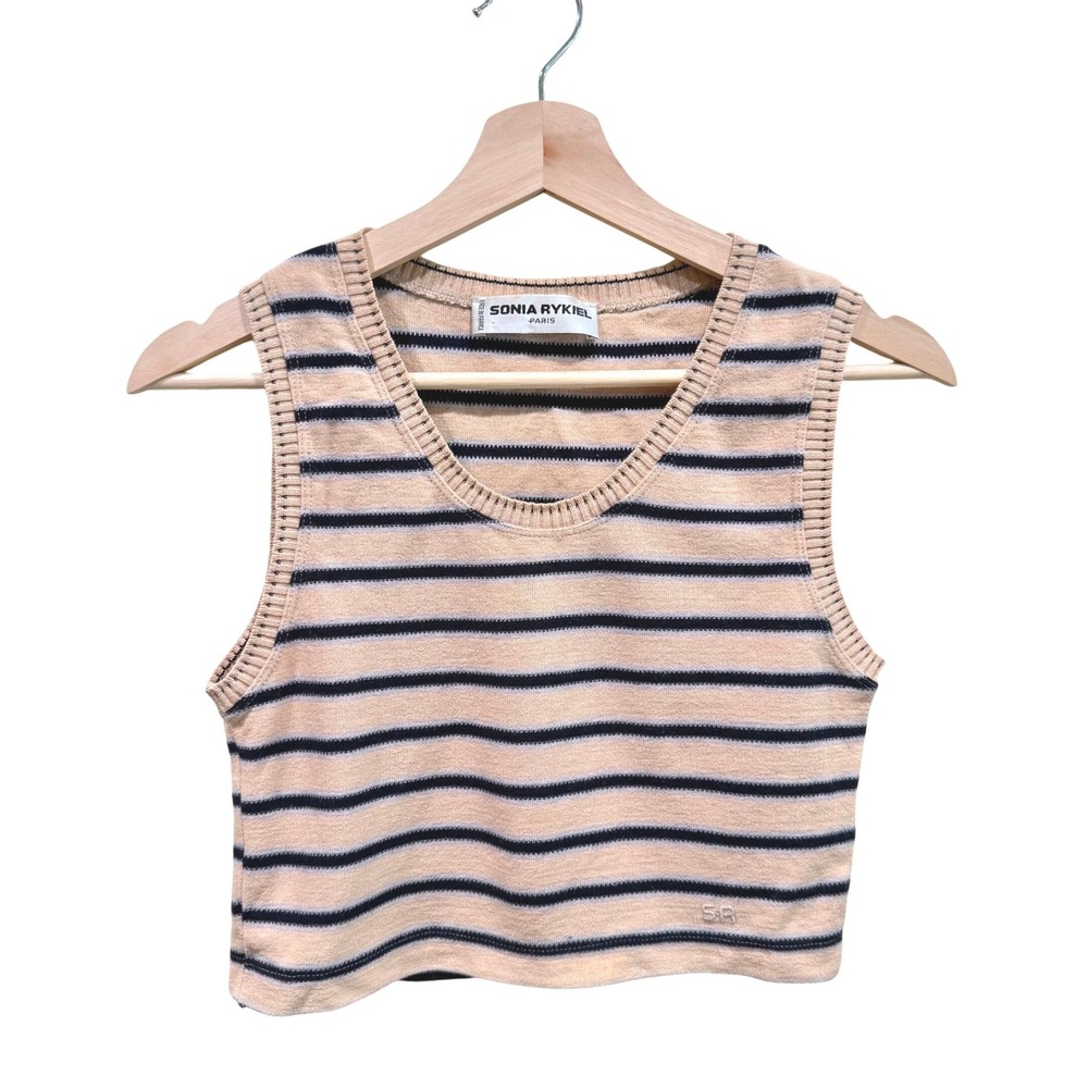 Sonia Rykiel Paris Striped Knit Crop Top Made in France Size S